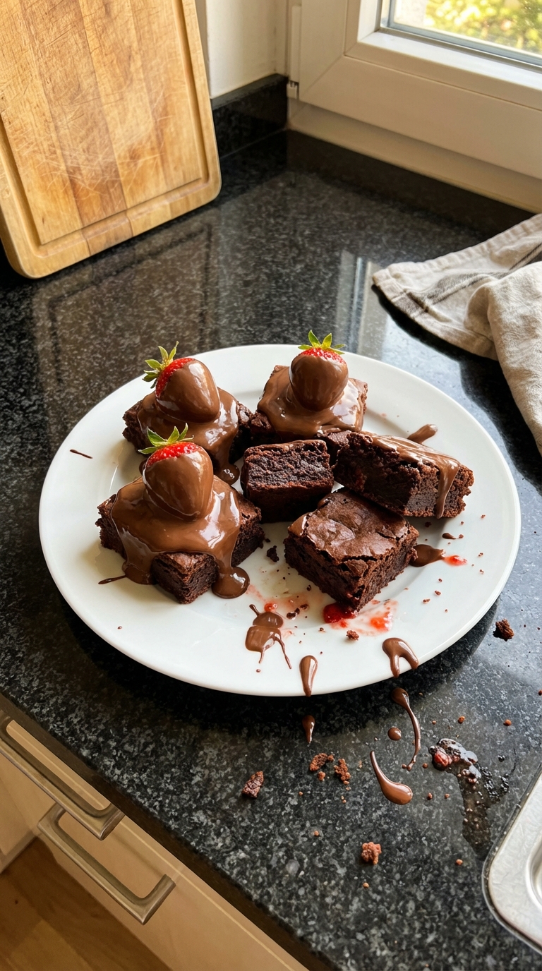 Schokoüberzogene Erdbeer Brownies​