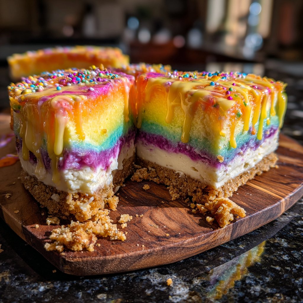 Ohne Backen Regenbogen Cheesecake Riegel