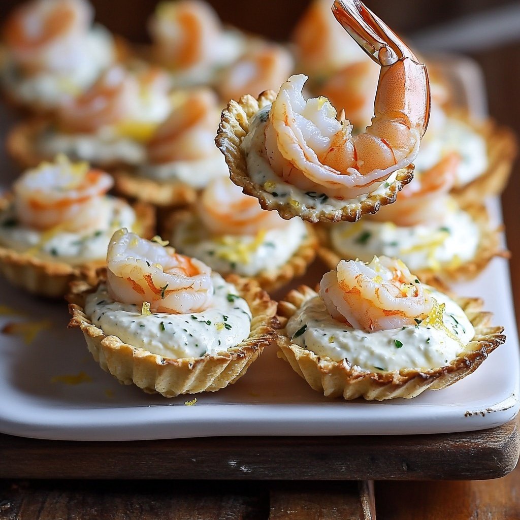 Canapes Fingerfood mit Garnelen und Zitronen-Joghurt