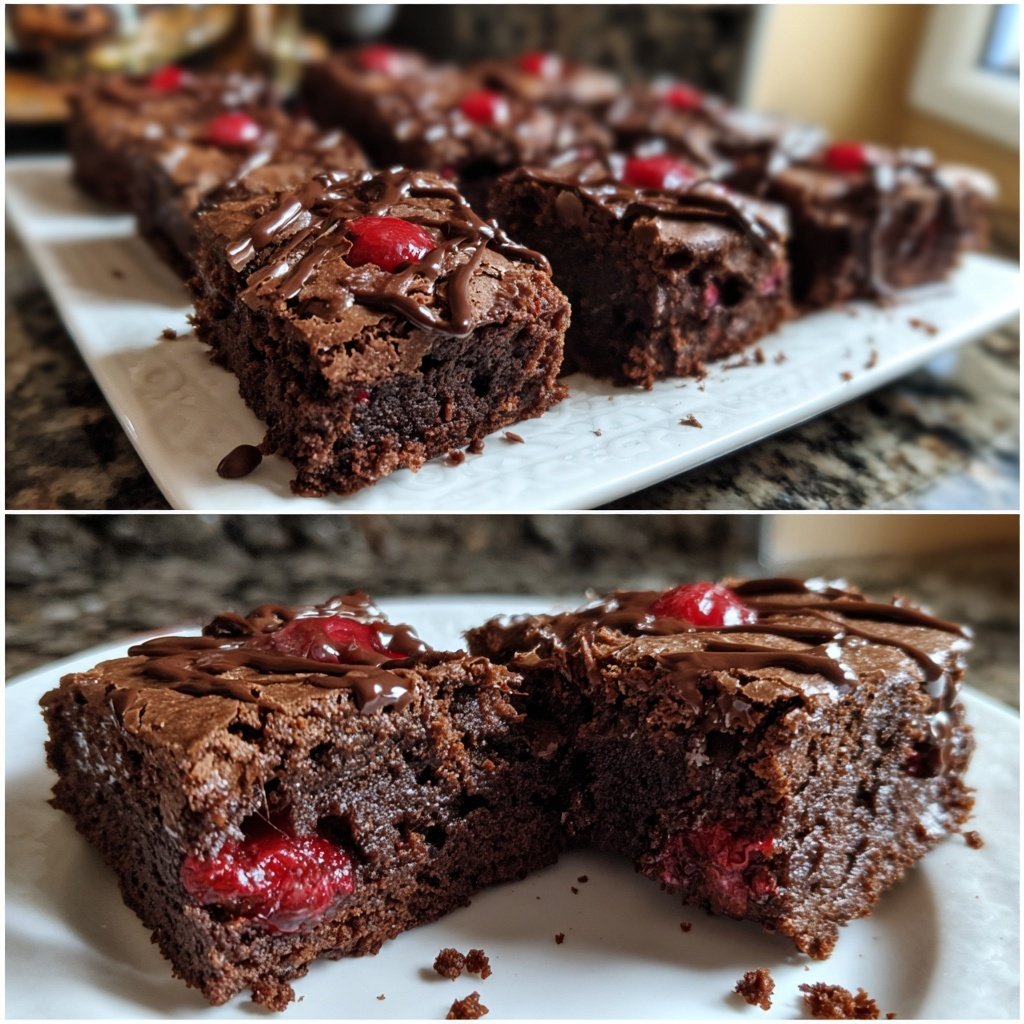 Schoko Kirsch Topfen Brownies