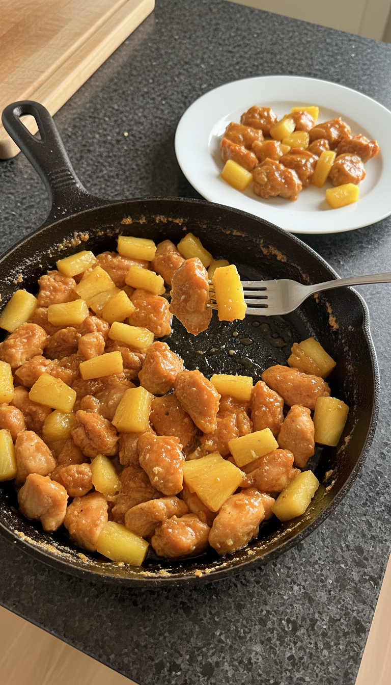 Süße Ananas Hähnchen Pfanne