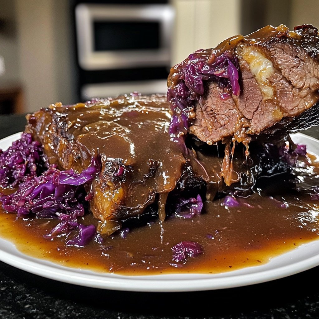Sauerbraten mit Rotkohl