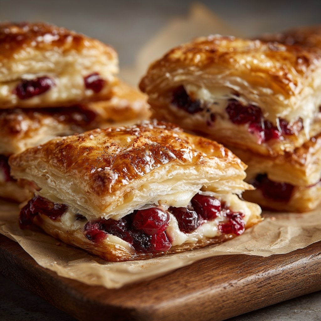 Blätterteig Häppchen mit Cranberry und Brie