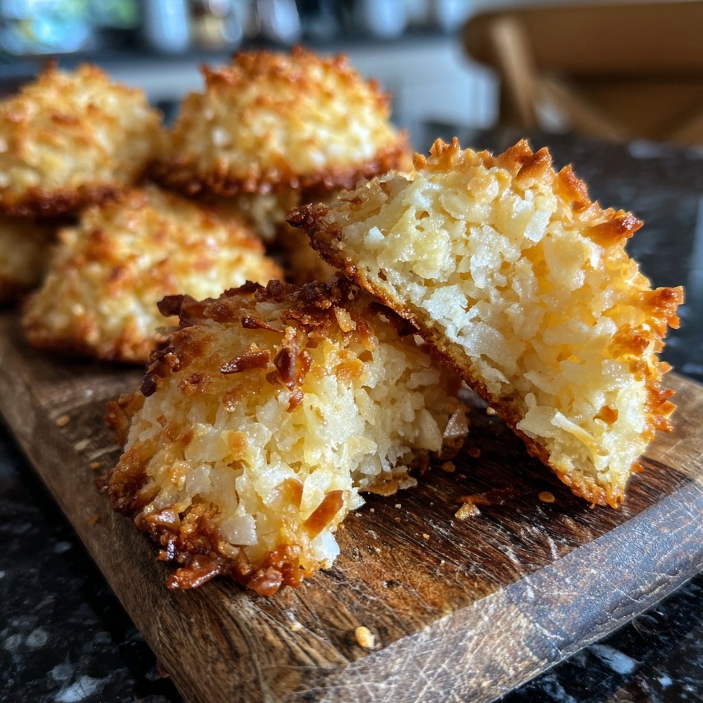 Kokosmakronen mit knusprigen Spitzen vom Blech​