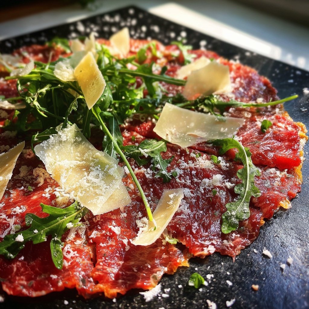Carpaccio vom Rind mit Parmesan und Rucola