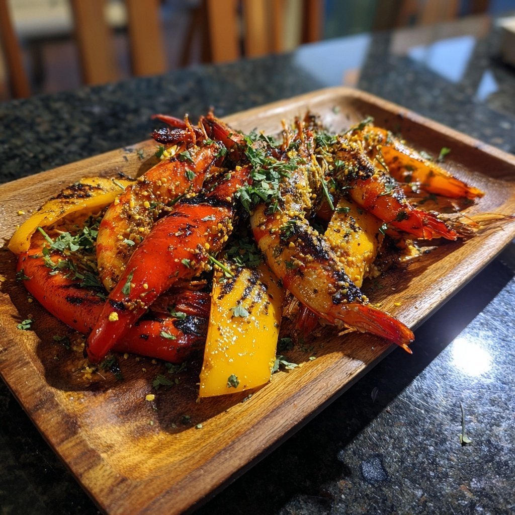 Gegrillte Garnelen mit Paprika