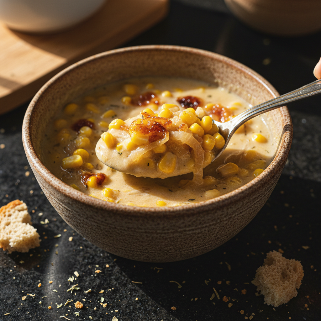 Karamellisierte Zwiebel und Mais Chowder