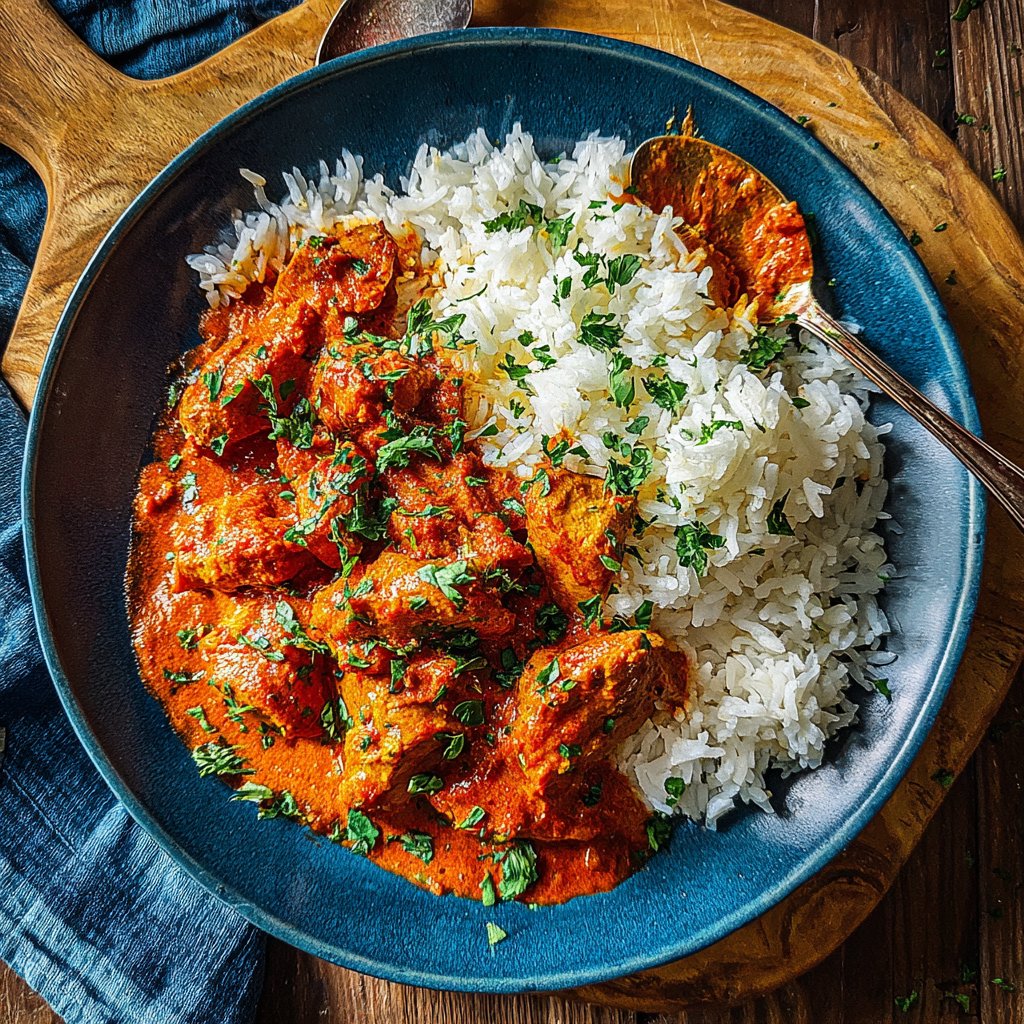 Schnelles und einfaches Butterhuhn mit Reis