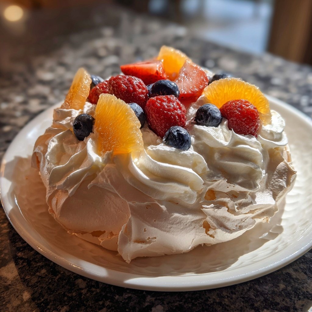 Festliche Zitrus Pavlova mit Beeren