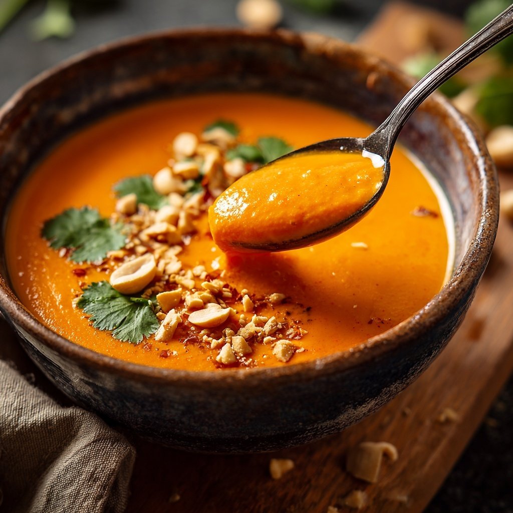 Scharfe Erdnusssuppe Süßkartoffel