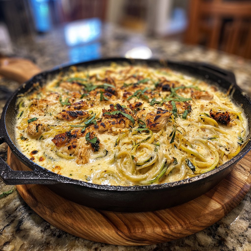 Gebackene Hühnchen Alfredo Zoodles