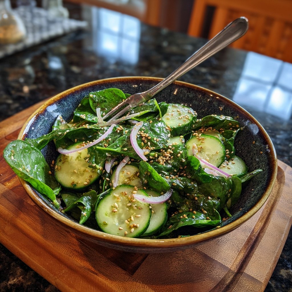 Einfacher Spinat- und Gurkensalat
