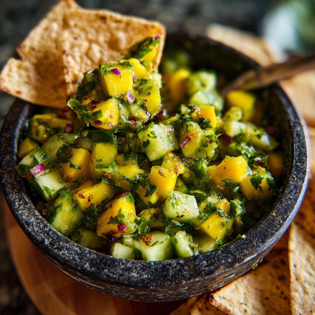 Gurke und Mango Salsa Verde