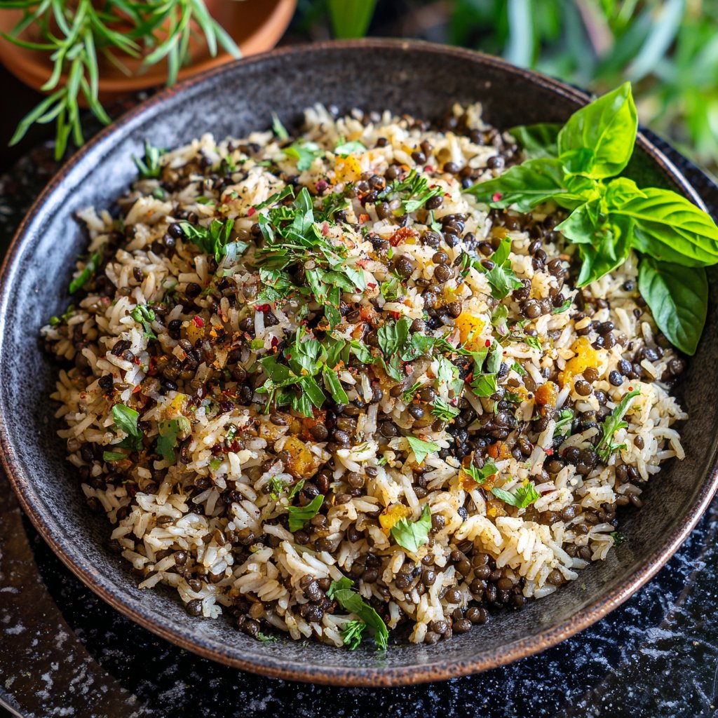 Mediterranean Rice and Lentils