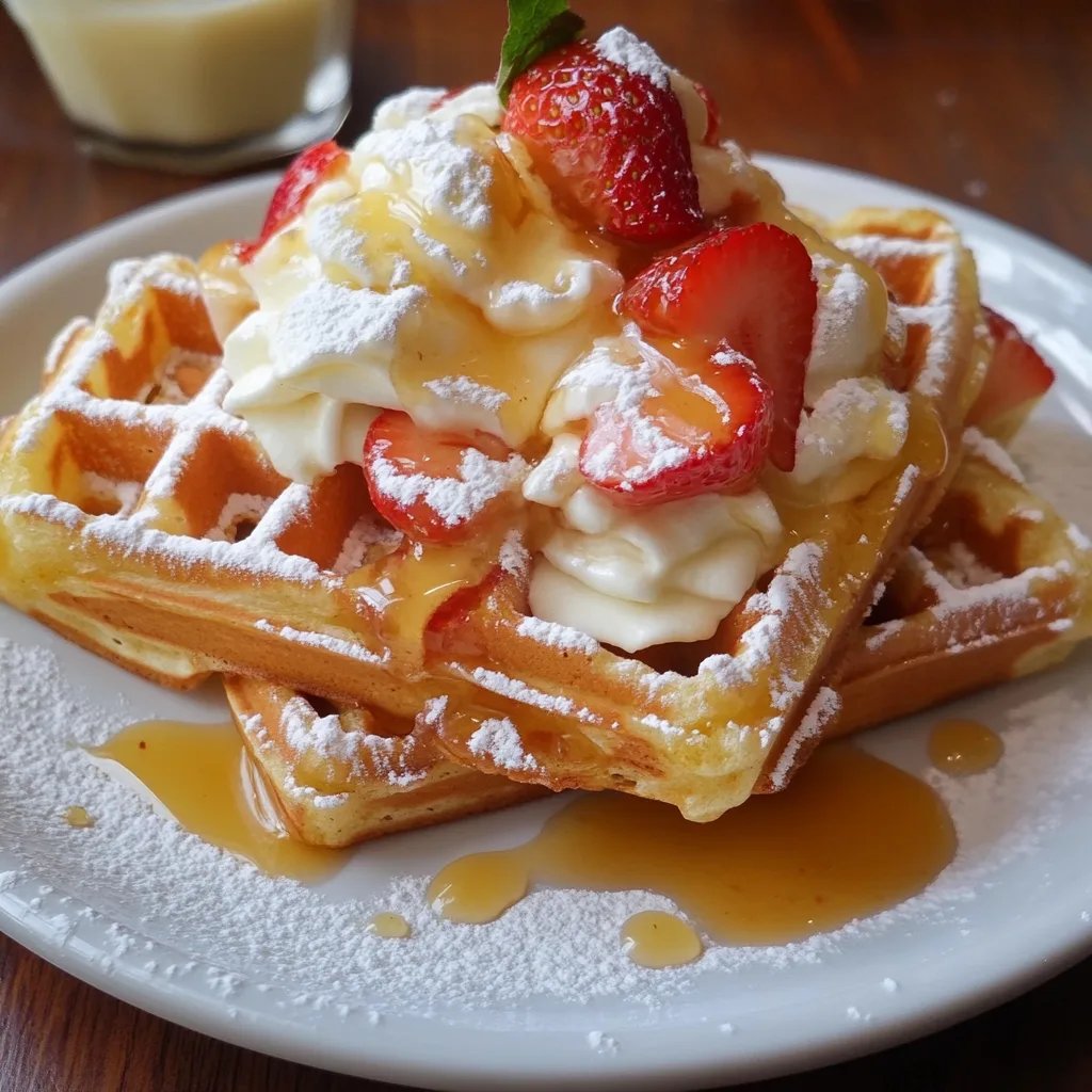 Apfel-Zimt-Waffeln mit Vanillesauce