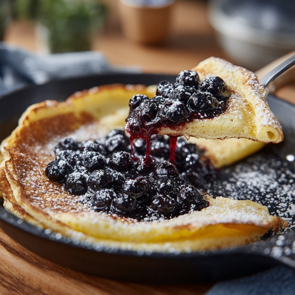 Protein Pfannkuchen mit Heidelbeere Kompott