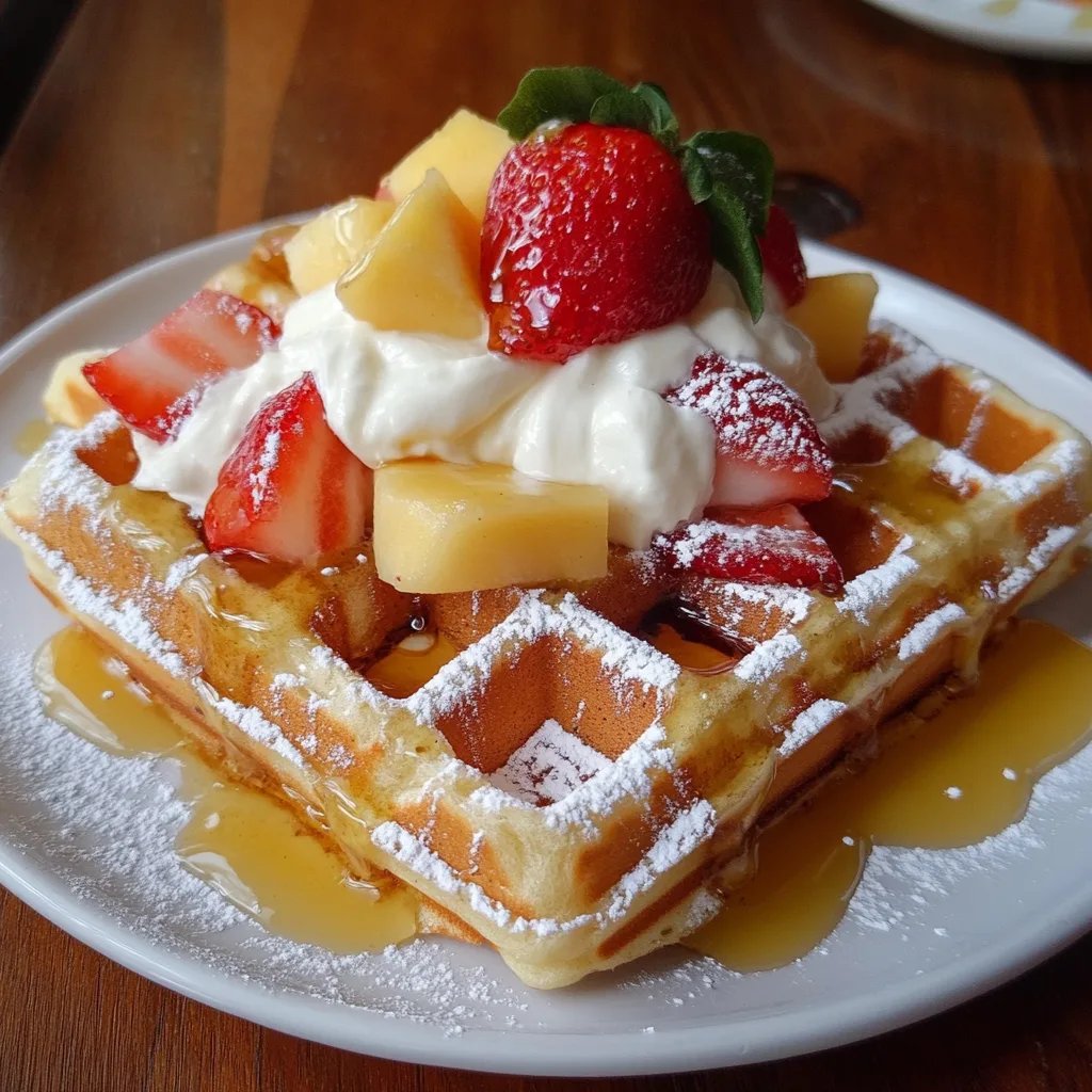 Apfel-Zimt-Waffeln mit Vanillesauce