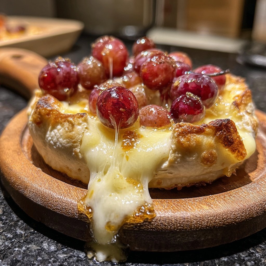 Raclette Pfännchen mit Camembert und Trauben
