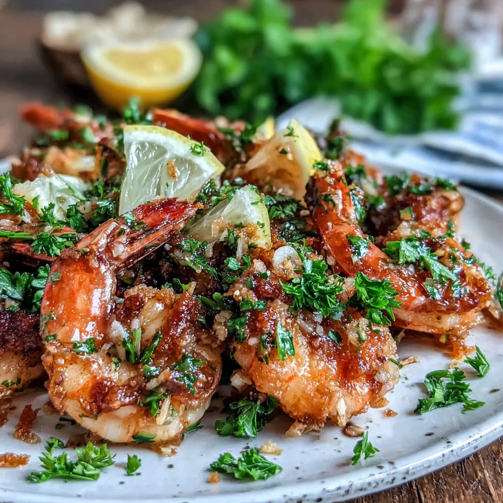 Zitronen Knoblauch Garnelen Teller