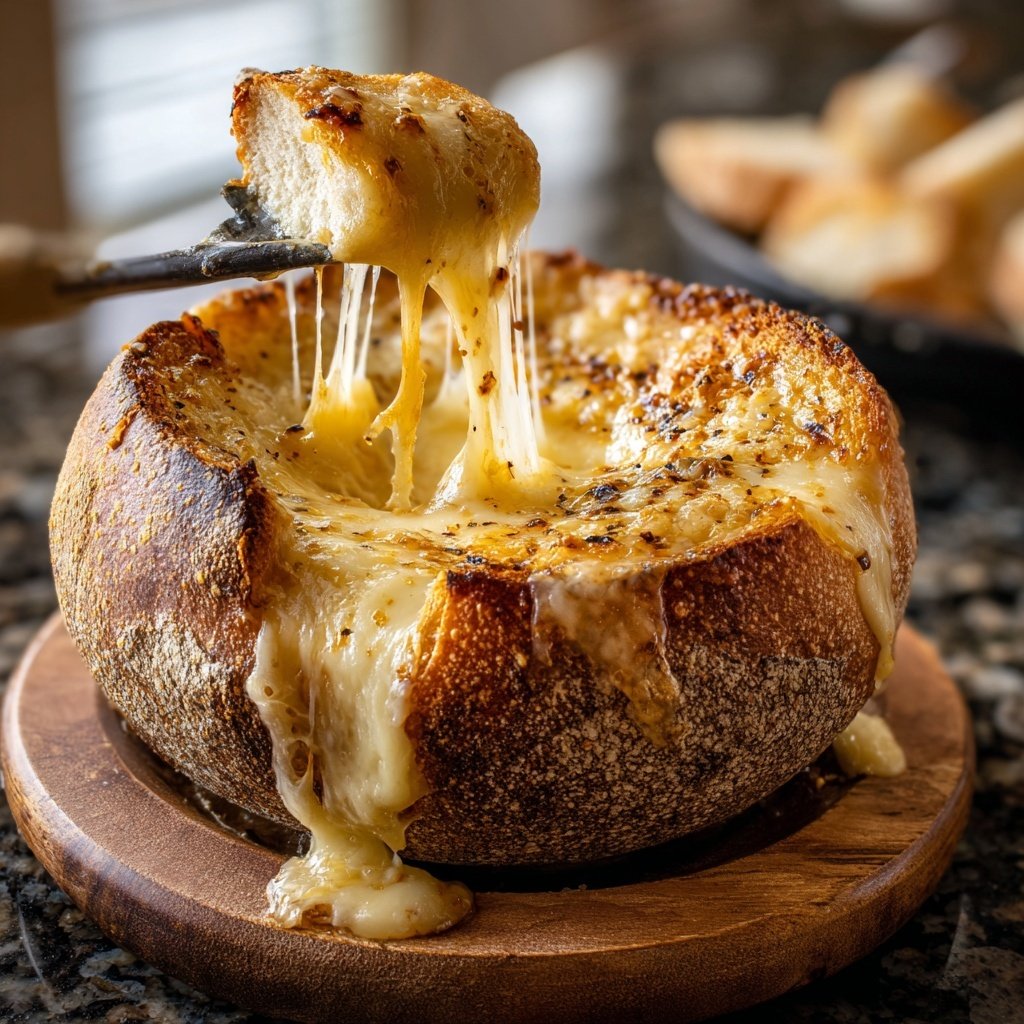 Käsefondue mit Bier und würzigem Käse