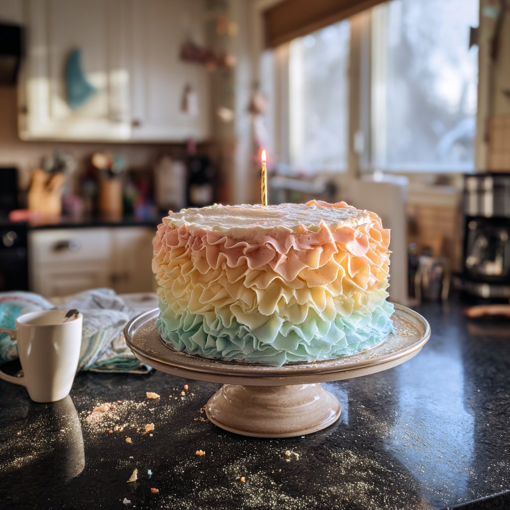 30. Geburtstagstorte mit Ombre-Ruffles