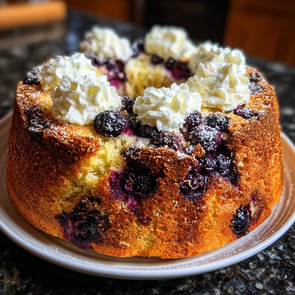 Zitrone Blaubeeren Sauerteig mit geschlagener Sahne