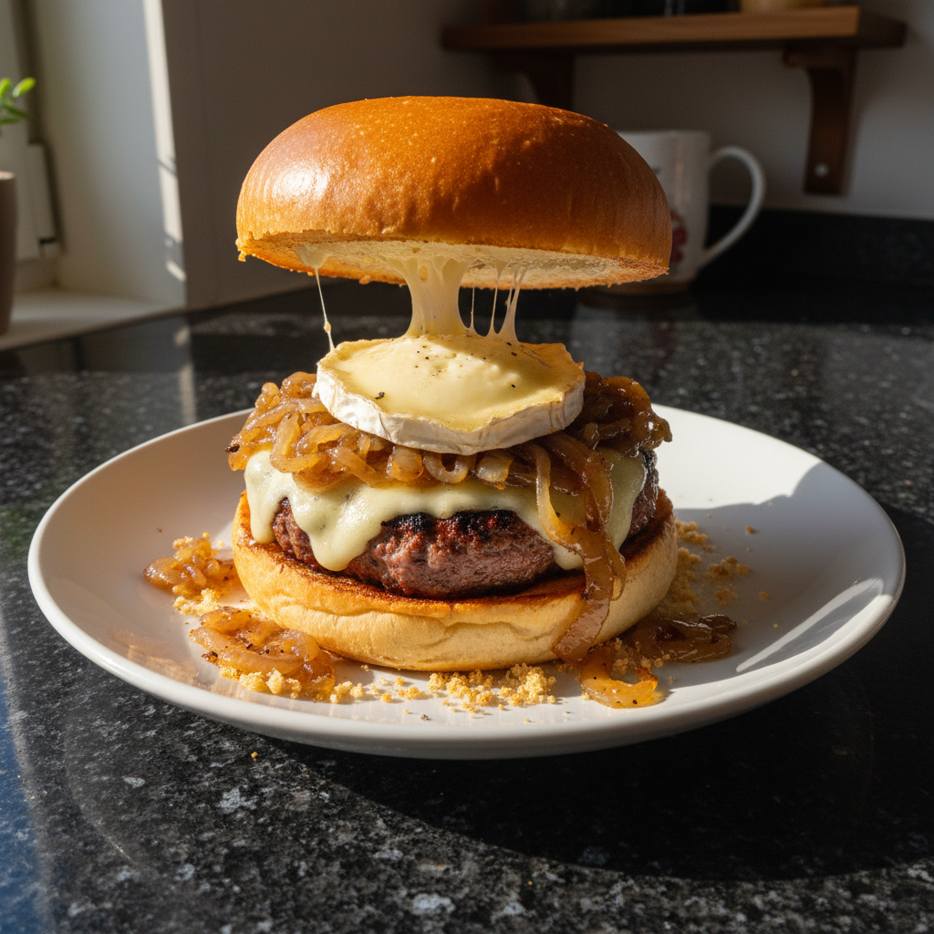 Karamellisierte Zwiebel und Ziegenkäse Burger